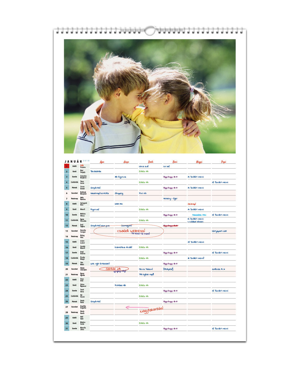 Családi tervező naptár